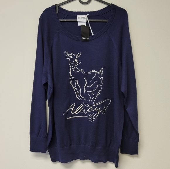 Torrid Harry Potter Patronus  Always Sweater Blue 1X - Picture 3 of 7